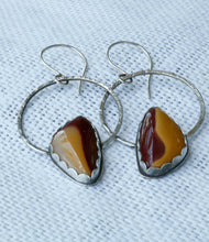 Load image into Gallery viewer, Mookaite Jasper Sterling Silver Hoop Earrings