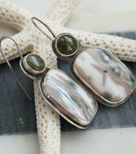 Laden Sie das Bild in den Galerie-Viewer, Green Garnet and Ocean Jasper Sterling Silver Earrings