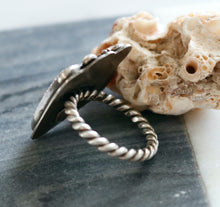 Load image into Gallery viewer, Amber Brown Sea Glass Sterling Silver Ring