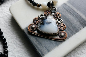 Dendritic Agate Sterling Silver and Copper Necklace