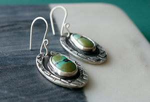 Tibetan Turquoise Fine Silver Earrings