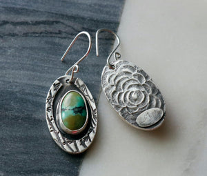 Tibetan Turquoise Fine Silver Earrings