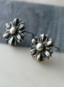 Fine Silver Flower Stud Earrings