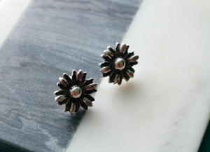 Fine Silver Flower Stud Earrings