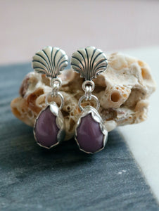 Phosphosiderite Sterling Silver Stud Shell Earrings