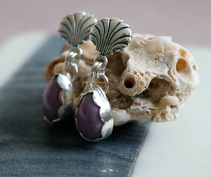 Phosphosiderite Sterling Silver Stud Shell Earrings