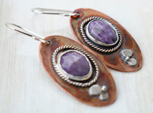 Load image into Gallery viewer, Charoite &quot;in mi heart&quot; Earrings

