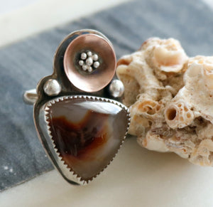 Fire Agate Sterling Silver Adjustable Ring