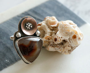 Fire Agate Sterling Silver Adjustable Ring
