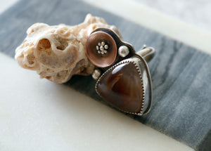 Fire Agate Sterling Silver Adjustable Ring