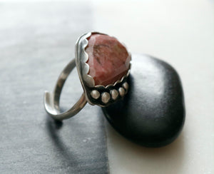 Rhodonite Sterling Silver Adjustable Ring