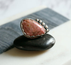 Rhodonite Sterling Silver Adjustable Ring