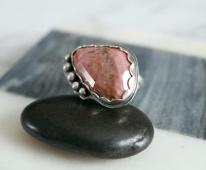 Rhodonite Sterling Silver Adjustable Ring