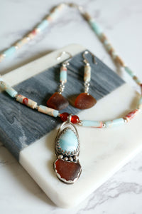 Larimar and Amber Sea Glass Set