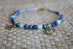 Coin and Flower Ankle Bracelet