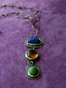 Multi Stone Sterling Silver Necklace #2