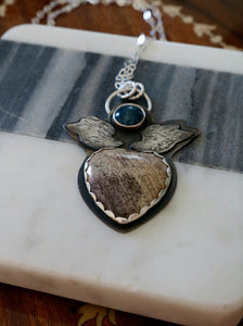 Jasper and Blue Apatite Sterling Silver Necklace