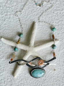 Larimar Ocean View Sterling Silver and Copper Pendant