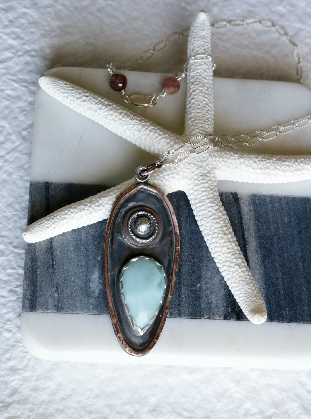 Larimar Sterling Silver and Copper Pendant