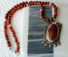 Load image into Gallery viewer, Red Mookaite Jasper Sterling Silver and Copper Necklace
