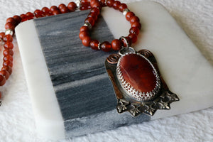 Red Mookaite Jasper Sterling Silver and Copper Necklace