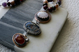 Multi Stone Sterling Silver and Copper Necklace