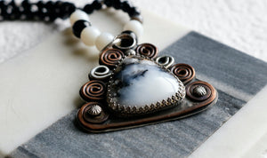 Dendritic Agate Sterling Silver and Copper Necklace