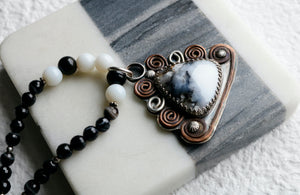 Dendritic Agate Sterling Silver and Copper Necklace
