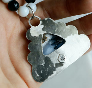 Dendritic Agate Sterling Silver and Copper Necklace