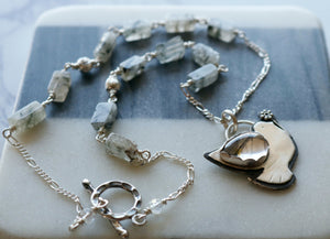 Dove and Rutilated Quartz Sterling Silver Necklace