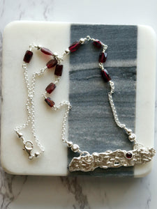 Fused Sterling Silver and Garnet Necklace
