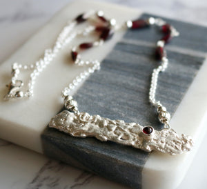 Fused Sterling Silver and Garnet Necklace