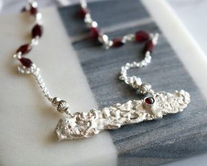 Fused Sterling Silver and Garnet Necklace