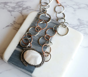 White Agate Sterling Silver Necklace