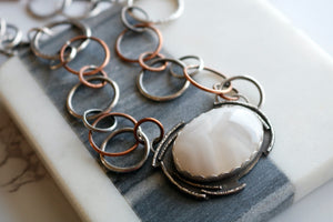 White Agate Sterling Silver Necklace