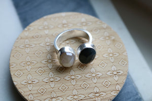 Mystic Moonstone Sterling Silver Cuff Ring