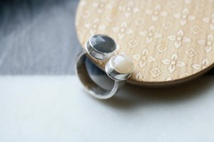 Mystic Moonstone Sterling Silver Cuff Ring