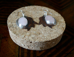 Rose Quartz Sterling Silver & Copper Earrings