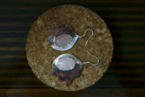 Rose Quartz Sterling Silver & Copper Earrings