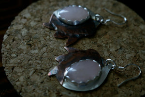 Rose Quartz Sterling Silver & Copper Earrings