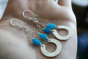 Blue Agate Sterling Silver Chandelier Earrings