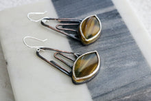 Load image into Gallery viewer, Natural Tiger&#39;s Eye Copper and Sterling Silver Earrings
