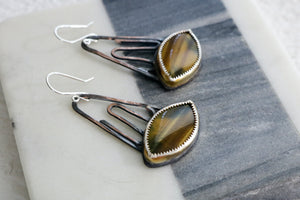 Natural Tiger's Eye Copper and Sterling Silver Earrings