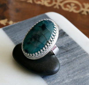 Dragon Veins Agate Sterling Silver Ring